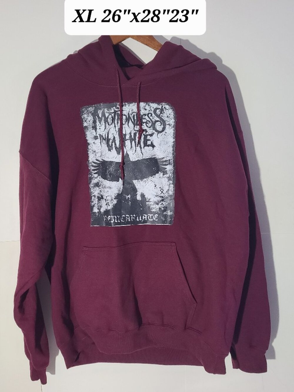 Motionless In White Reincarnate Maroon Men's XL Hoodie EUC Metalcore